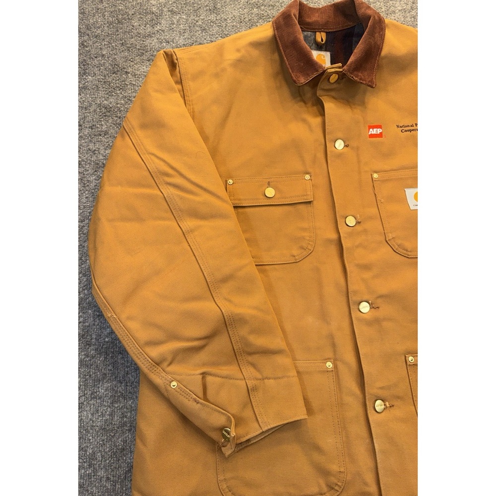 Vintage Carhartt C01 Chore Coat Mens 46 Brown AEP Union Made USA Blanket Lined - Picture 4 of 13